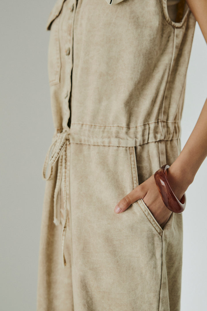 [SET]ケミカルデニムノースリロンパース