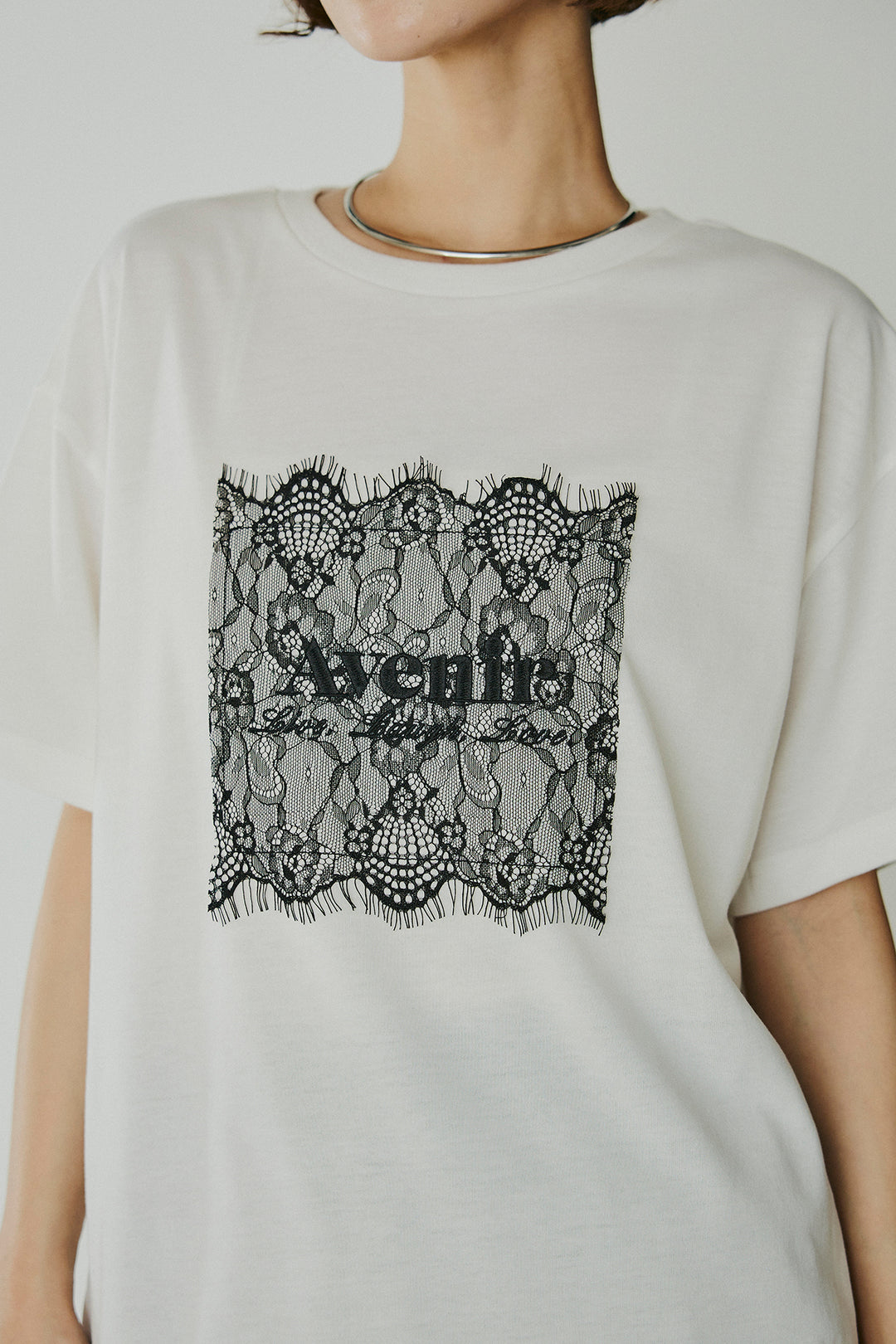 [SET]レースロゴ刺繍Tシャツ+レースコンビワッシャーギャザースカート(2set)