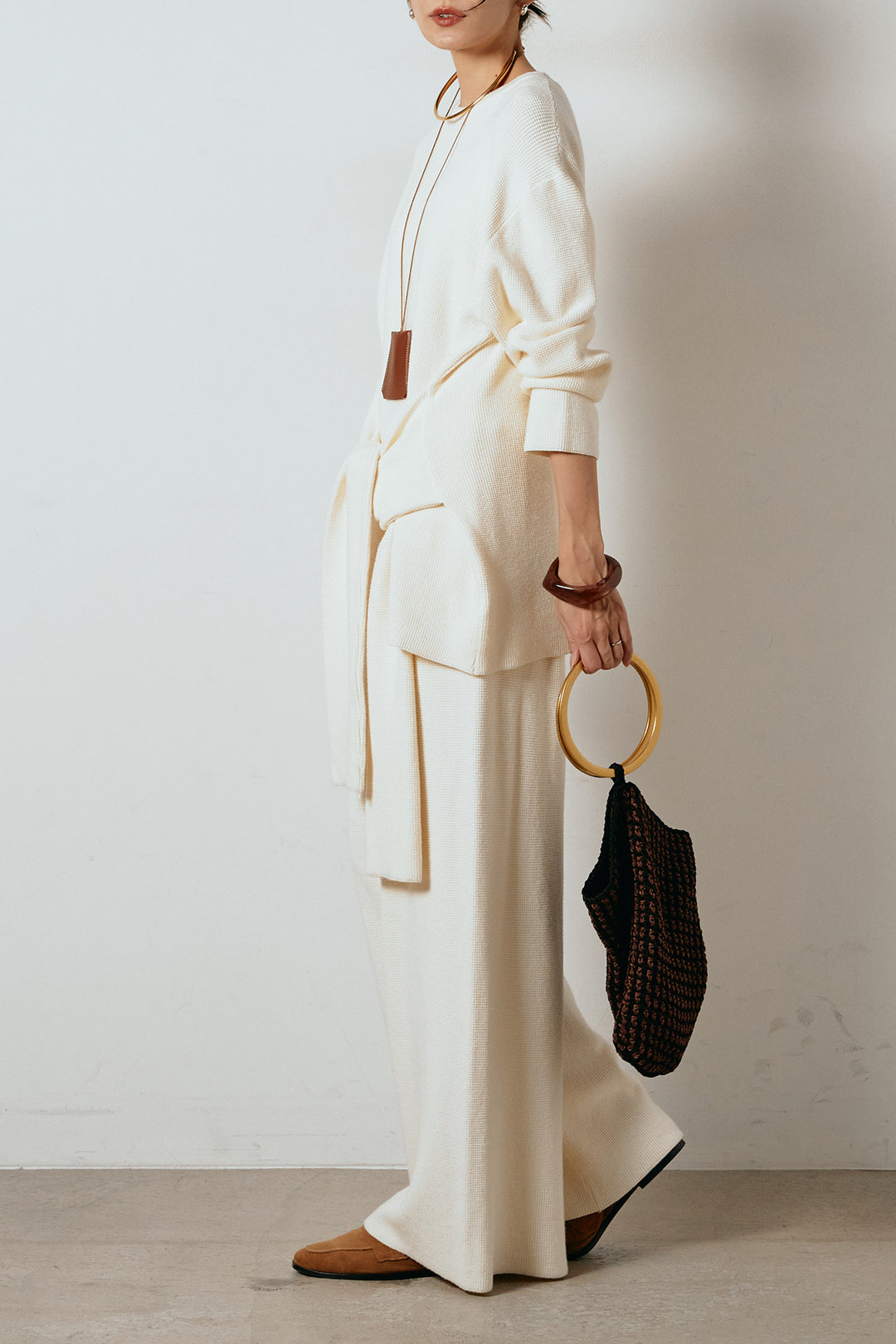 [SET]ウエスト巻きワッフルニットSETUP