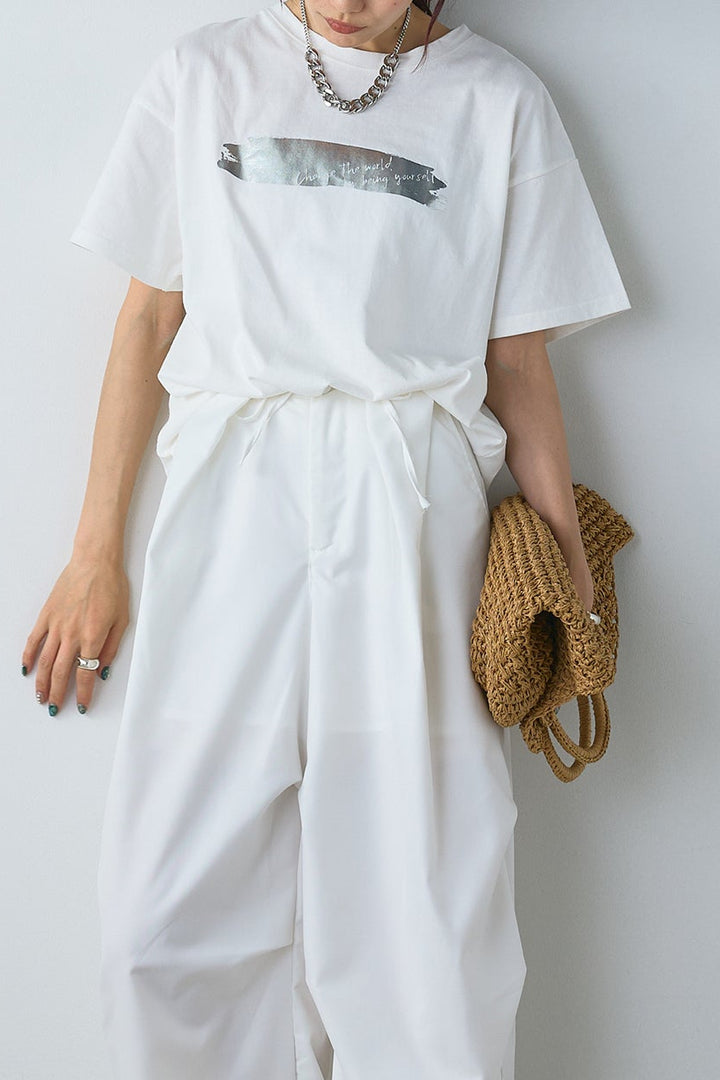【即納】かすれ箔プリントTシャツ