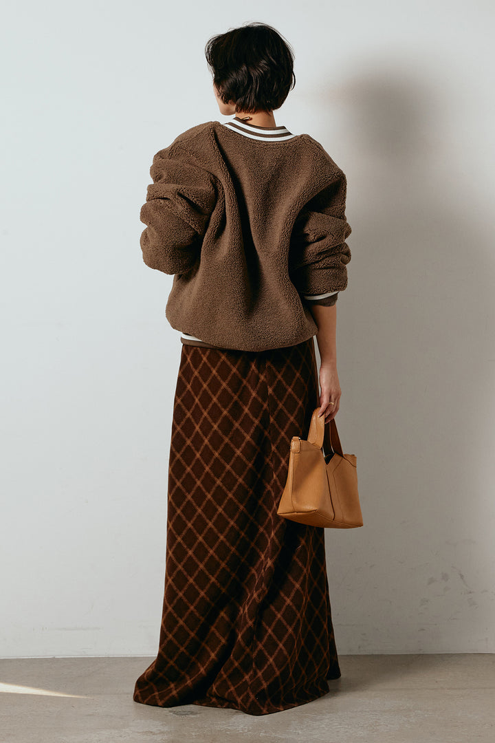 [SET]ロゴスタジャンボアブルゾン+フロッキー起毛チェックスカート(2set)