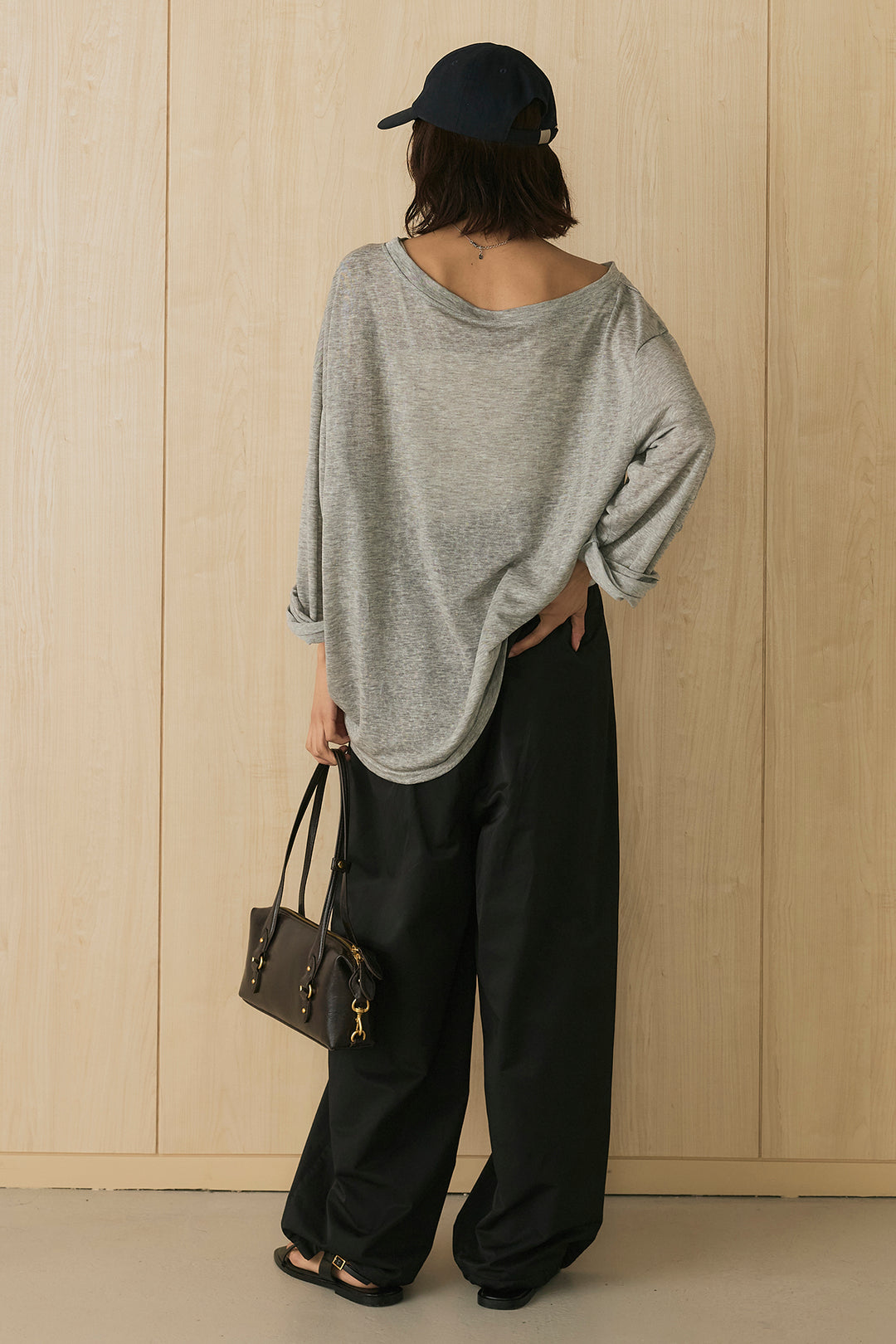 [SET]ヴィンテージグラフィックロンT+合繊ツイルスタンドウエスト巻きジョガーパンツ(2set)