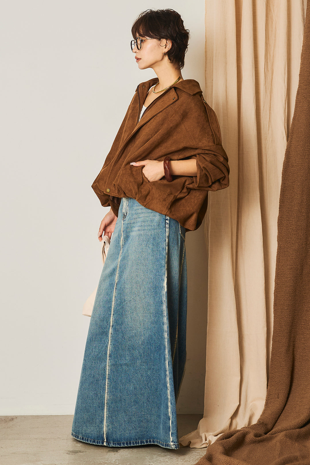 【即納】バルーンシルエットフェイクスエードブルゾン