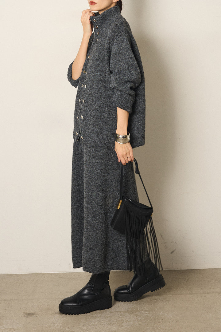 [SET]ハイネックメタルプレートニットスカートSETUP