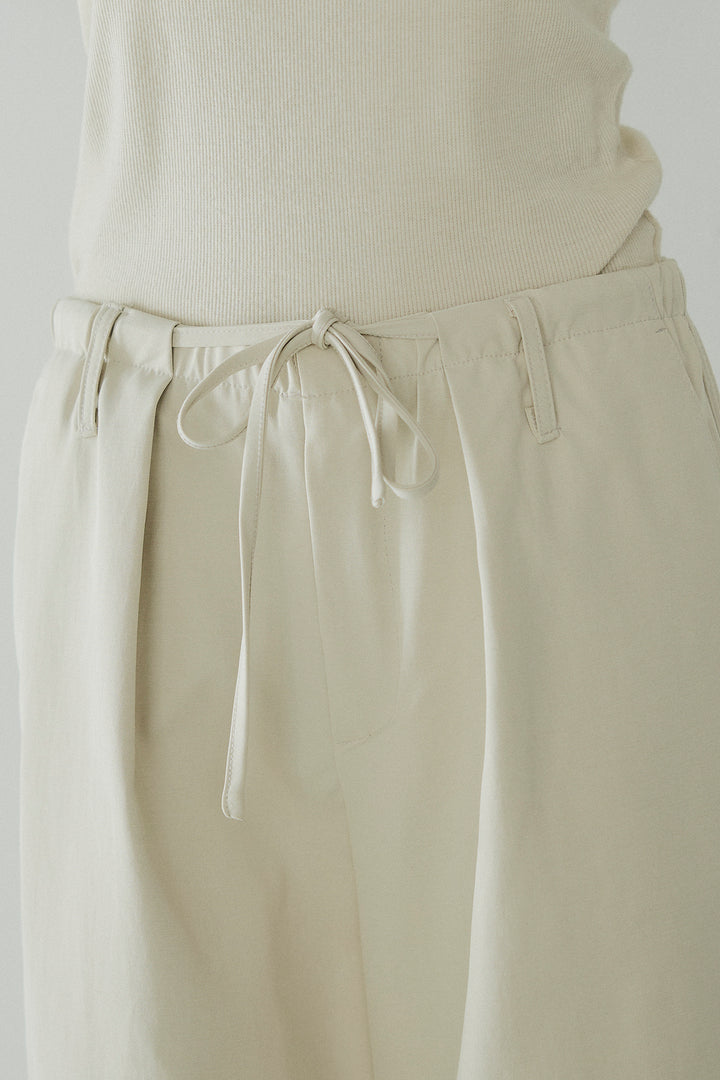 [SET]ボーダーニットポロシャツ+ニーサイドタックウエストドロスパンツ(2set)