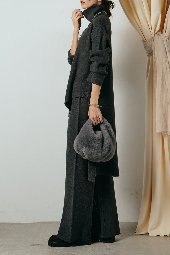 [SET]裾アシンメトリーニットSETUP