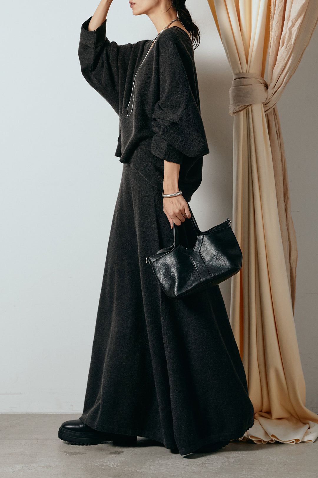 [SET]カシュクールニットカーディガン+ニットロングスカート(2set)