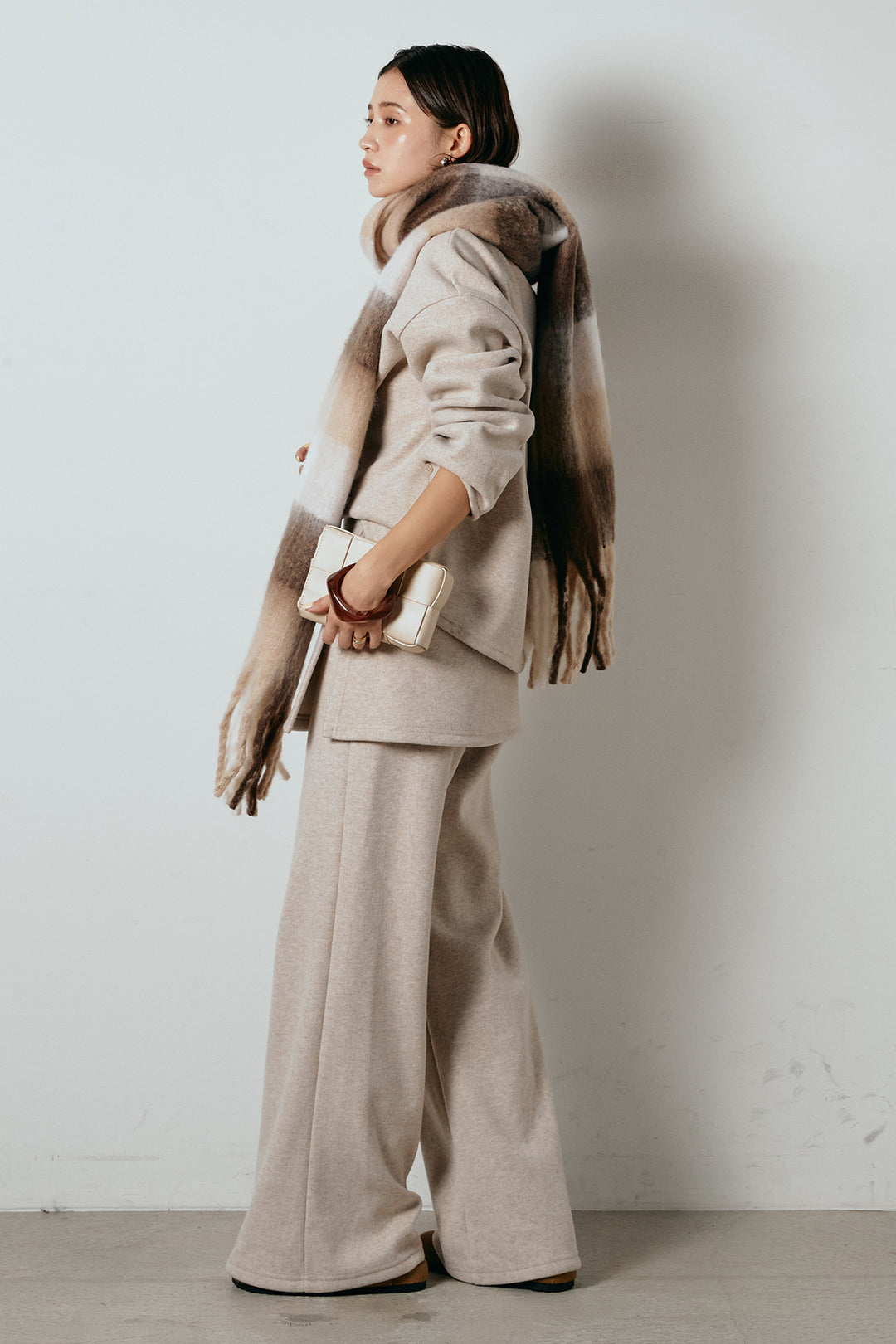 [SET]チェックマフラー付きニットSETUP