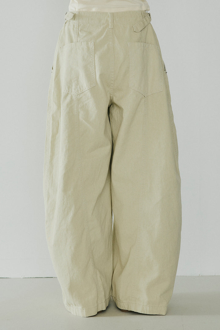 [SET]ボーダーニットポロシャツ+サイドベルトカーブワイドパンツ(2set)