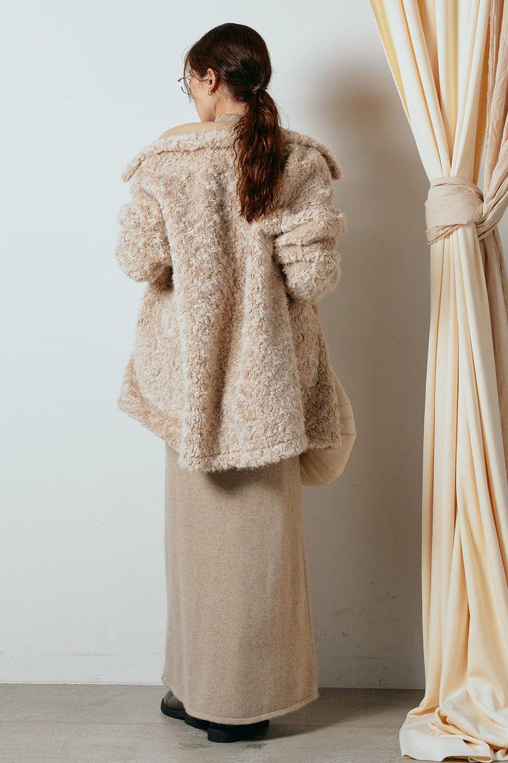 [SET]リバーシブルボアアウター+ノースリーブニットロングワンピース(2set)