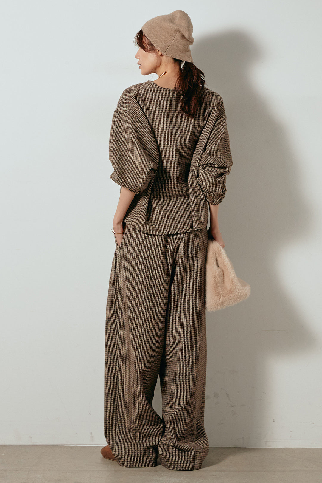 [SET]ノーカラーガンクラブチェックジャケット+ガンクラブチェックタックパンツ(2set)