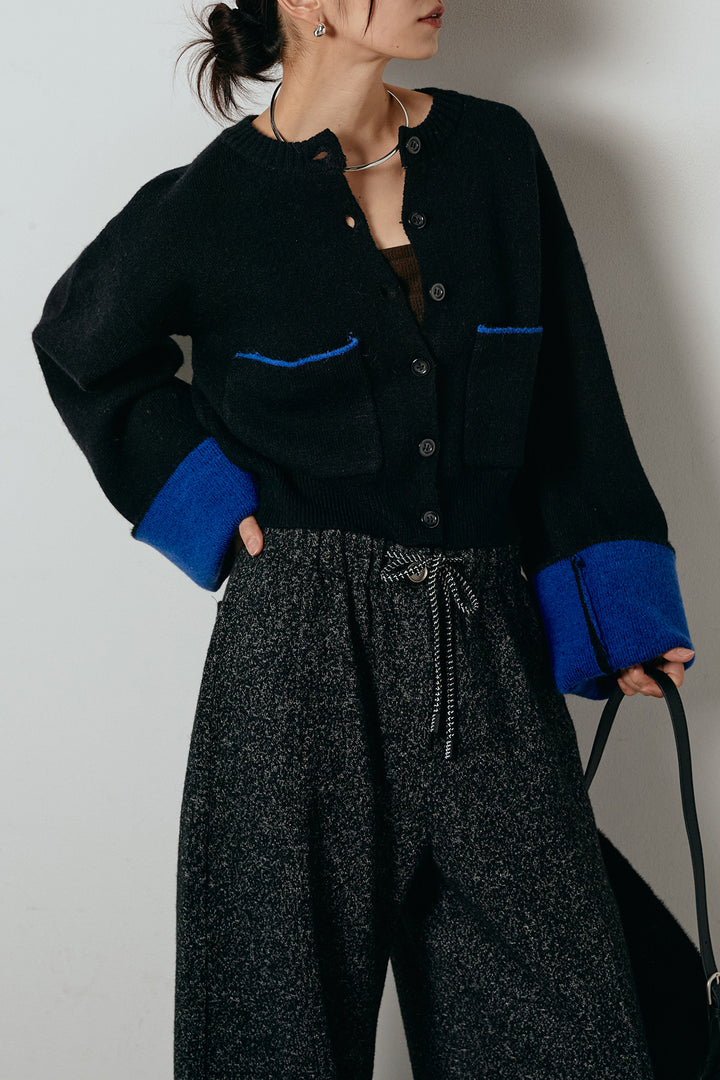 アルパカタッチダブルフェイスカーディガン/ブラック