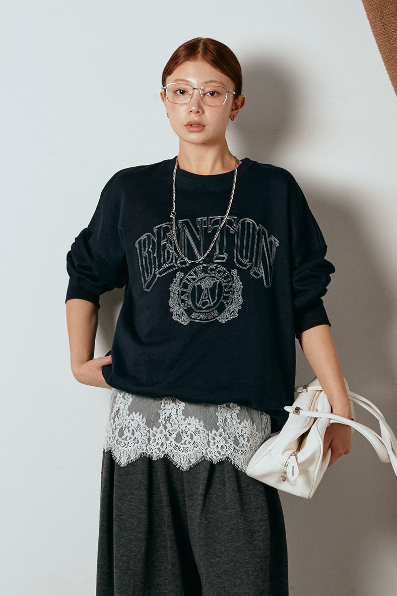 [SET]フロントロゴスウェットプルオーバー+カップ付きレースドッキングキャミソール(2set)