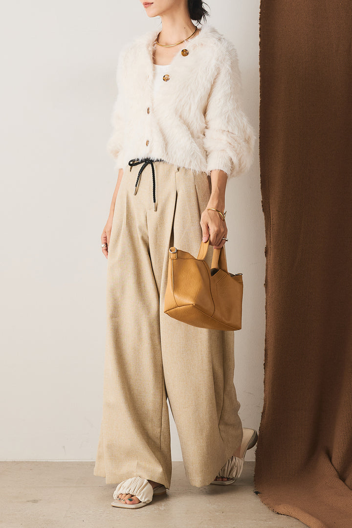 フェザーヤーン衿付きカーディガン