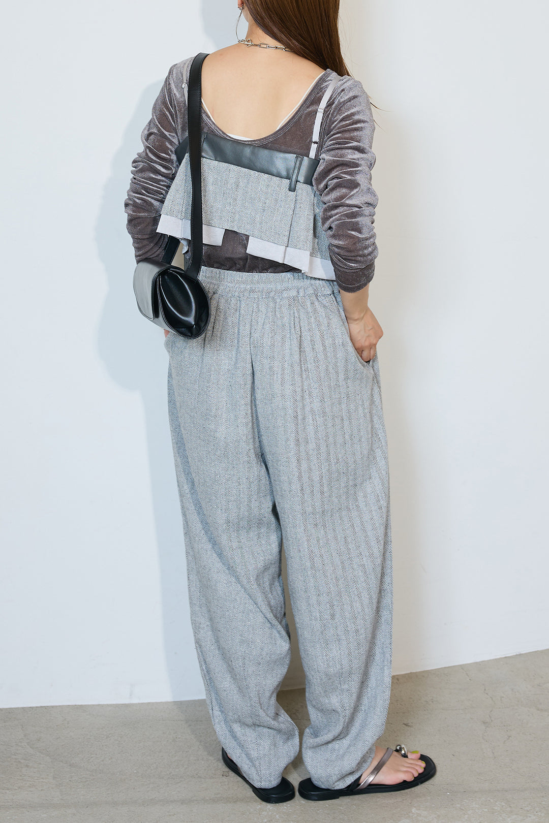【155cmモデル着用】[SET]バリアスパターンビスチェ+ヘリンボーンタックパンツ(2set)