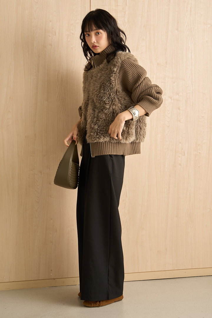 【着回しセット】[SET]ファーコンビニットジップブルゾン+ファーコンビニットジップブルゾン(2set)