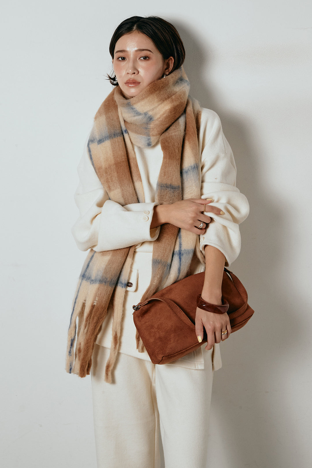 [SET]チェックマフラー付きニットSETUP