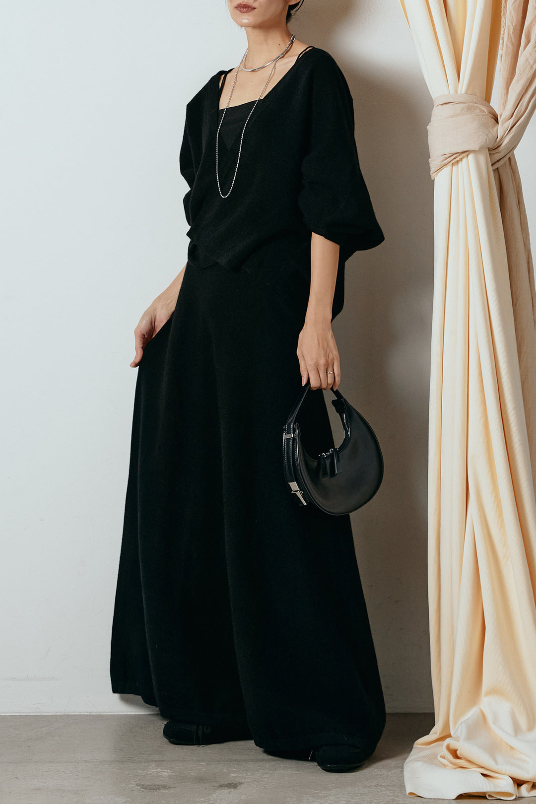 [SET]カシュクールニットカーディガン+ニットロングスカート(2set)