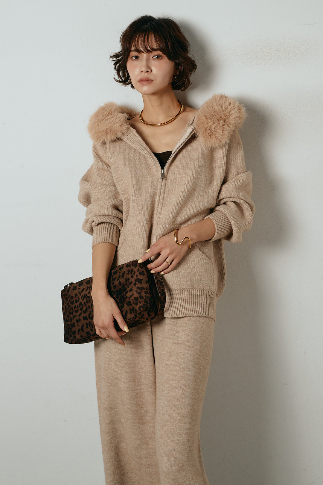 【着回しセット】[SET]ファー付きフーディーニットSETUP+ファー付きフーディーニットSETUP(2set)