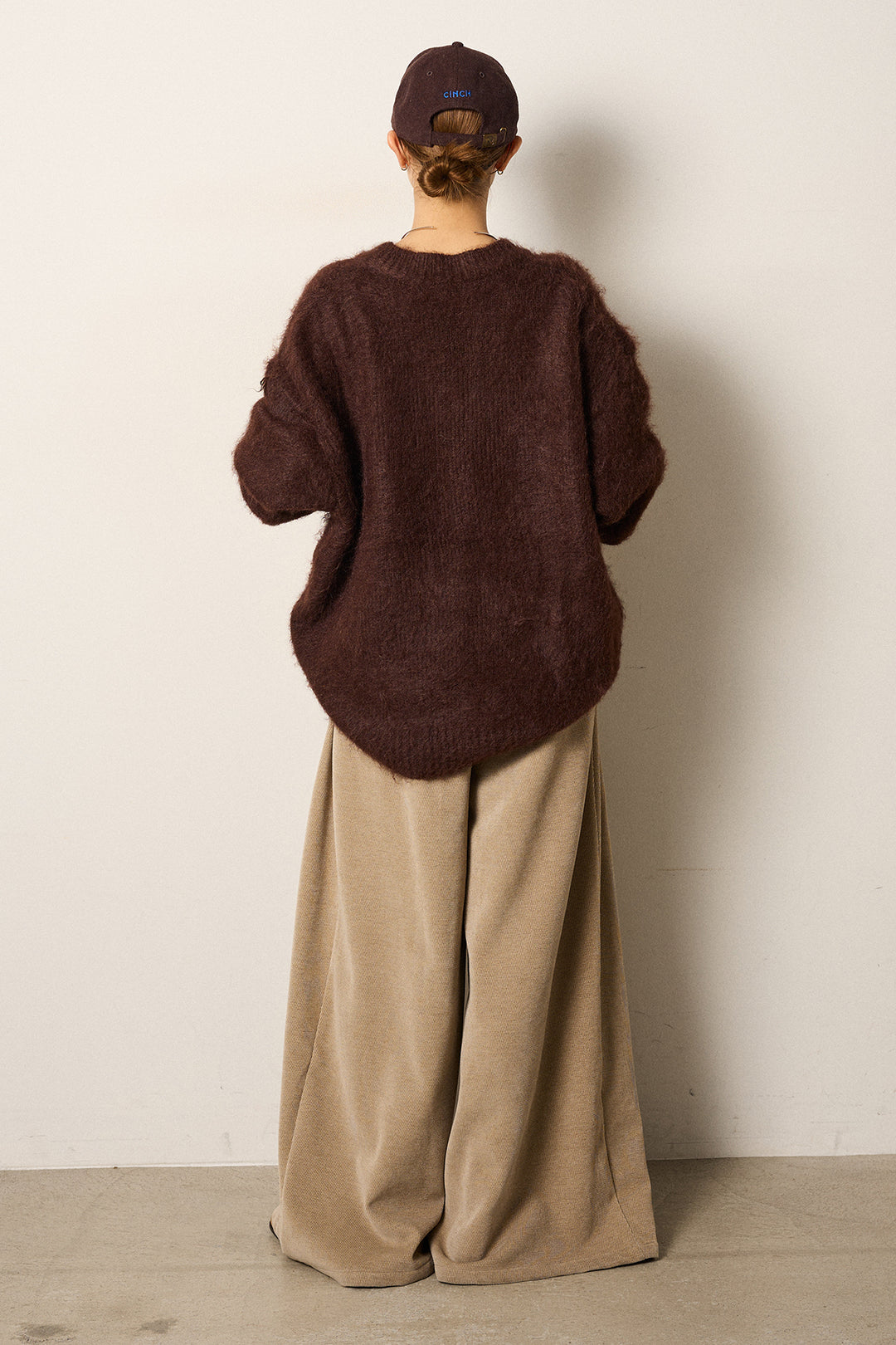 [SET]シャギーニュアンスアニマルニット+ベルトループコーデュロイワイドパンツ(2set)