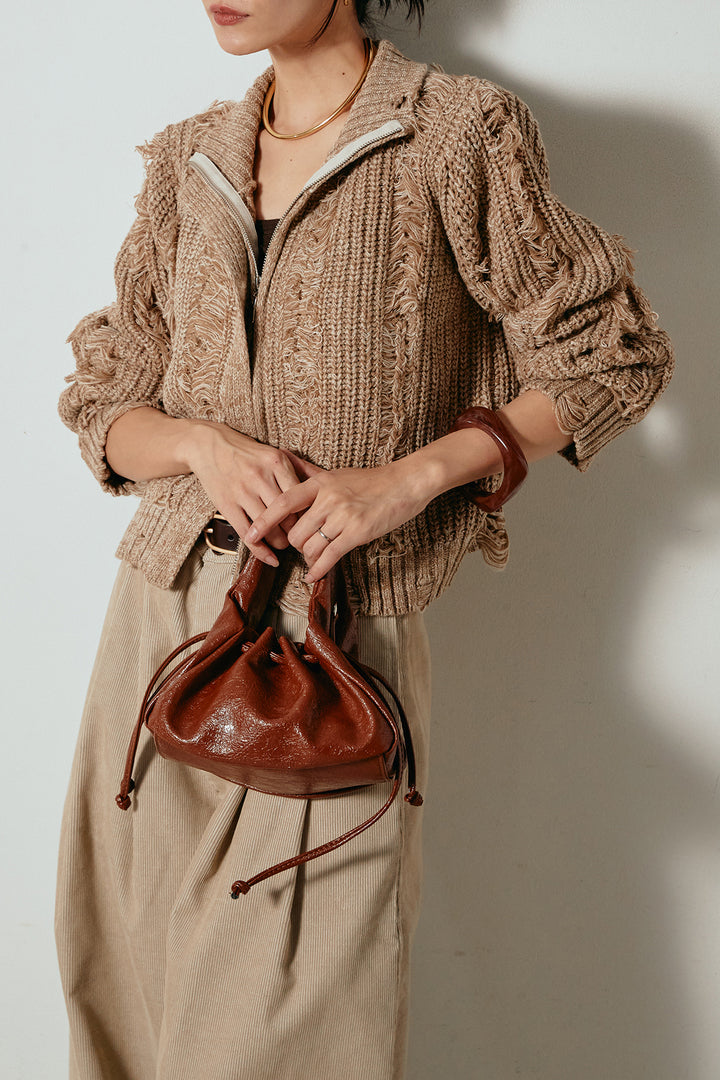 [SET]ハイネックフリンジジップニットトップス+フロントタック入りコーデュロイパンツ(2set)