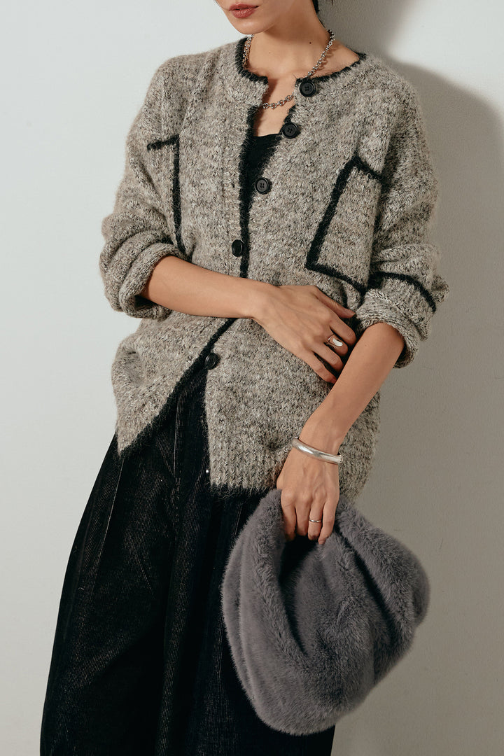 [SET]ミックスニットポケットカーディガン+フロントタック入りコーデュロイパンツ(2set)