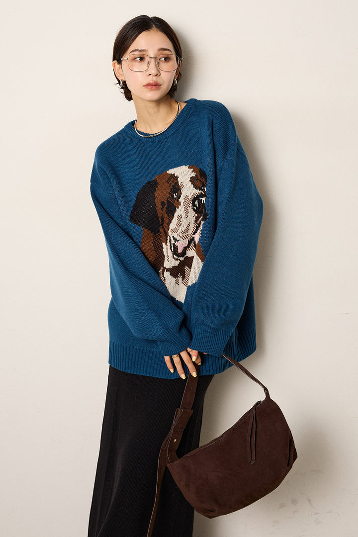 [SET]アニマルジャガード柄ニットトップス+リブナローニットスカート(2set)