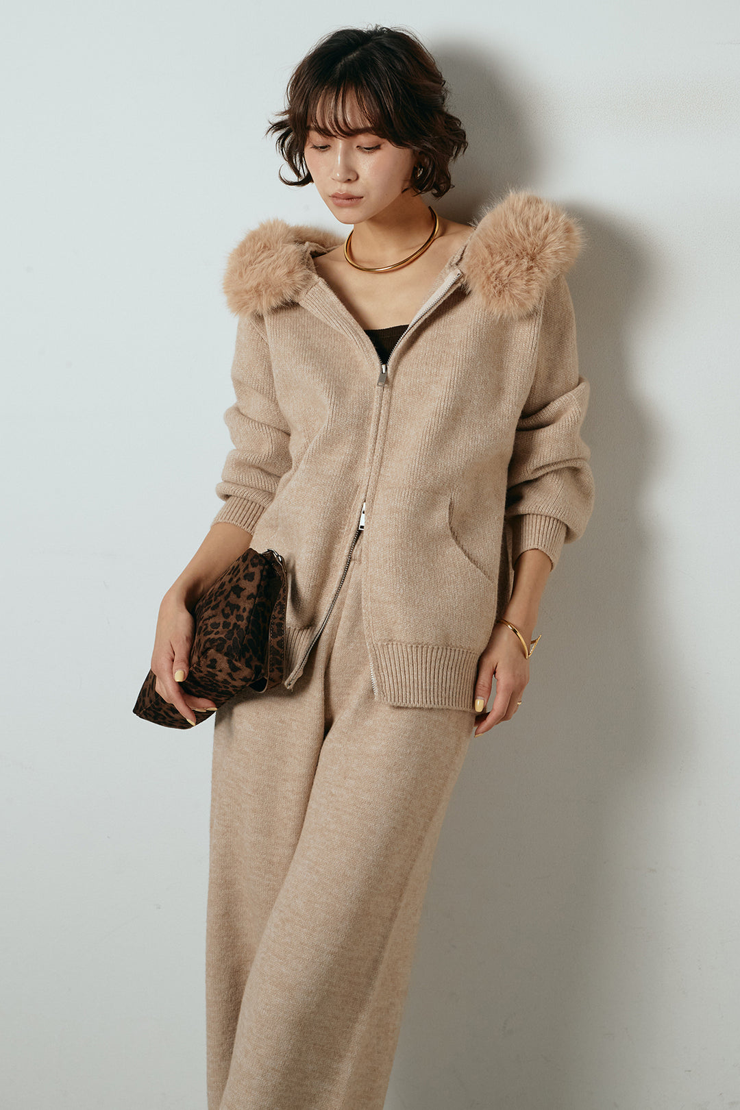 [SET]ファー付きフーディーニットSETUP