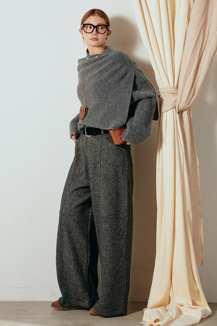 【着回しセット】[SET]ケープデザインリブニットトップス+ケープデザインリブニットトップス(2set)