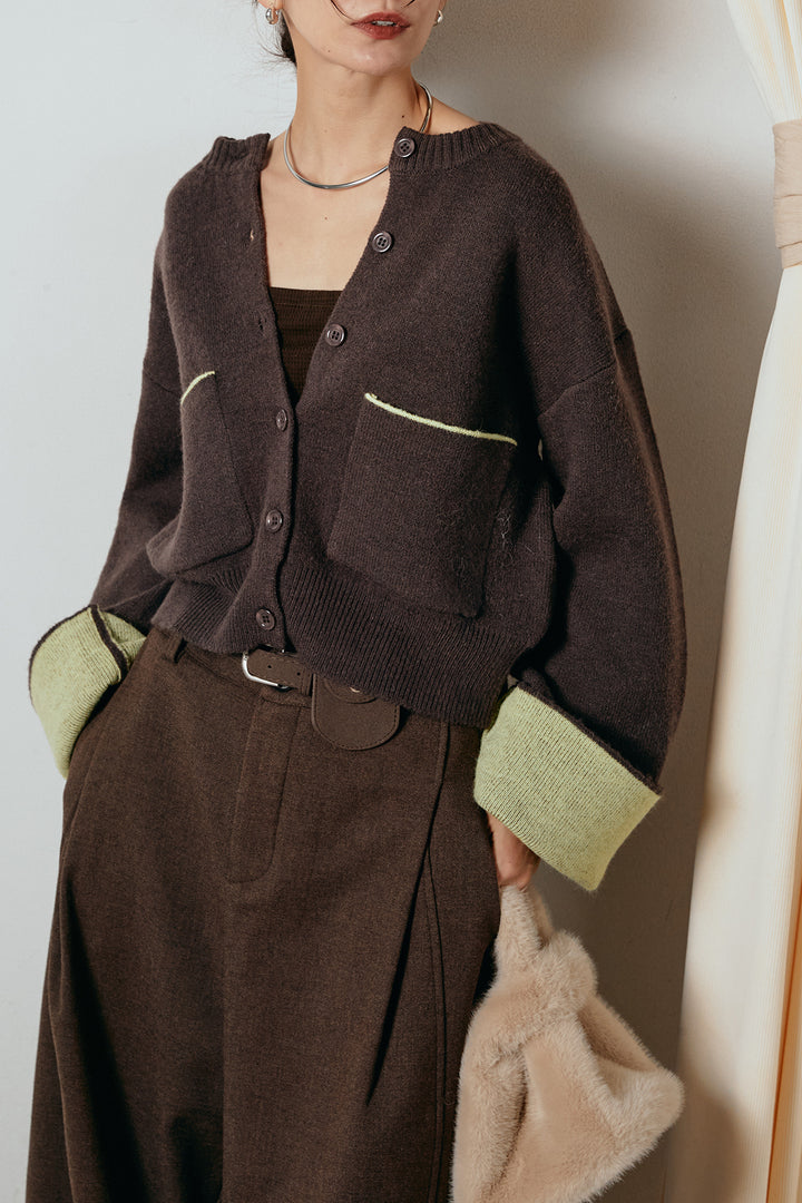 [SET]アルパカタッチダブルフェイスカーディガン+ポーチベルト付きカーブパンツ(2set)