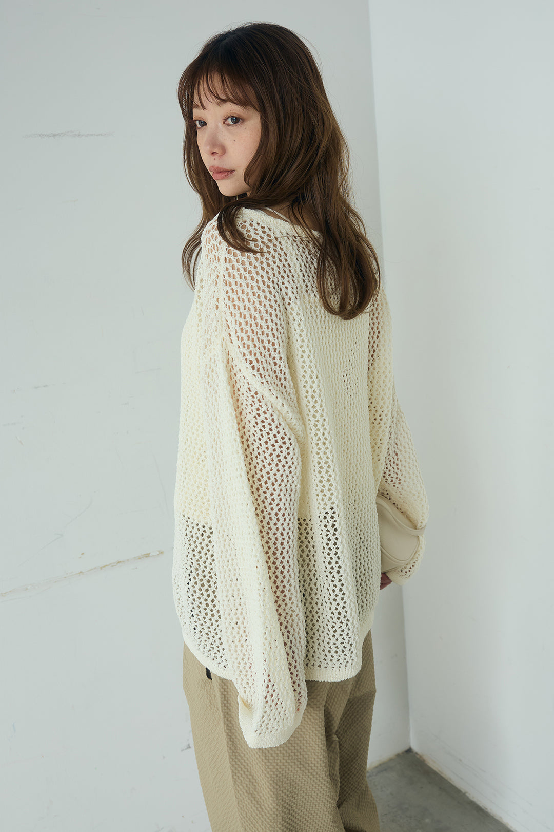 [SET]メッシュ編みビスチェセットVネックプルオーバー+シアサッカーイージーパンツ(2set)