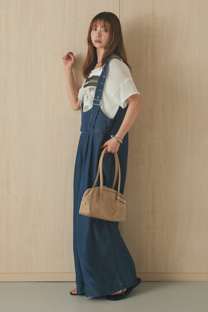 [SET]半袖モノトーングラフィックトップス+前後2WAYテンセルデニムサロペット(2set)