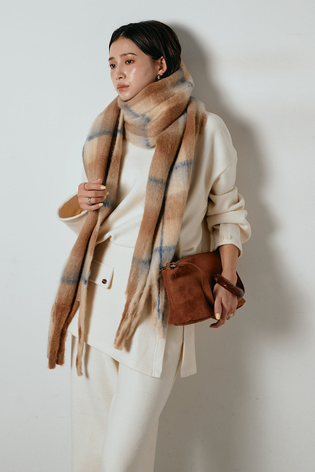 [SET]チェックマフラー付きニットSETUP