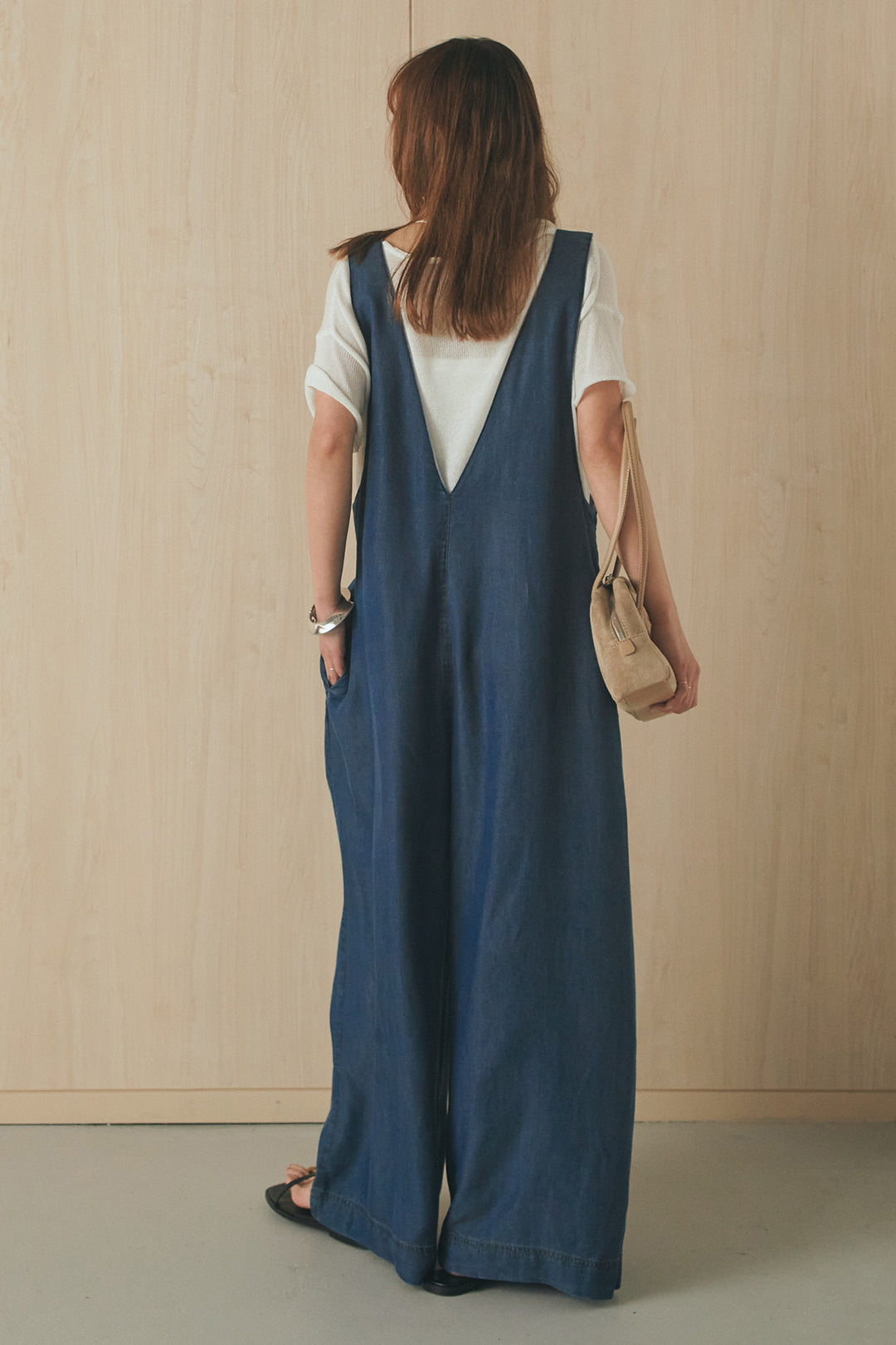 [SET]半袖モノトーングラフィックトップス+前後2WAYテンセルデニムサロペット(2set)