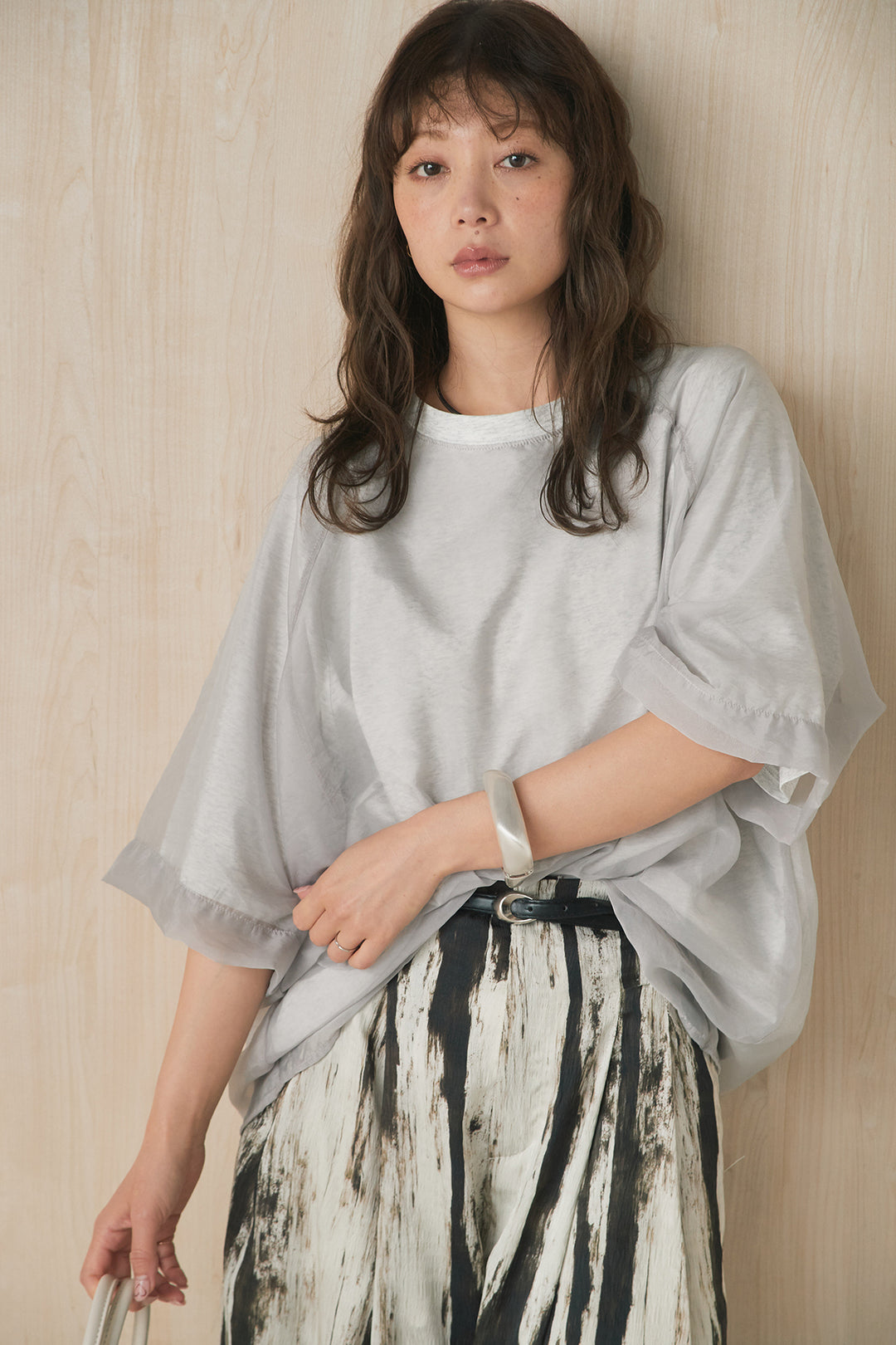 【着回しセット】[SET]オーガンジー重ねBIGTシャツ+細ベルト付きタイダイカラーパンツ+細ベルト付きタイダイカラーパンツ(3set)