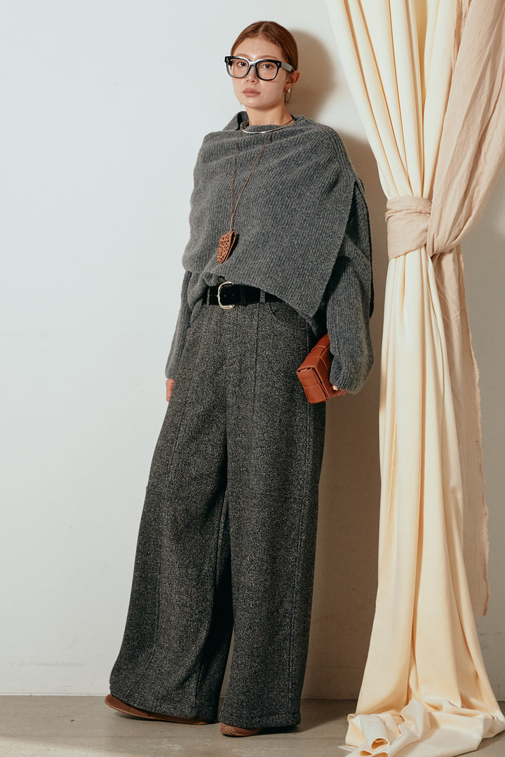 【着回しセット】[SET]ケープデザインリブニットトップス+ケープデザインリブニットトップス(2set)