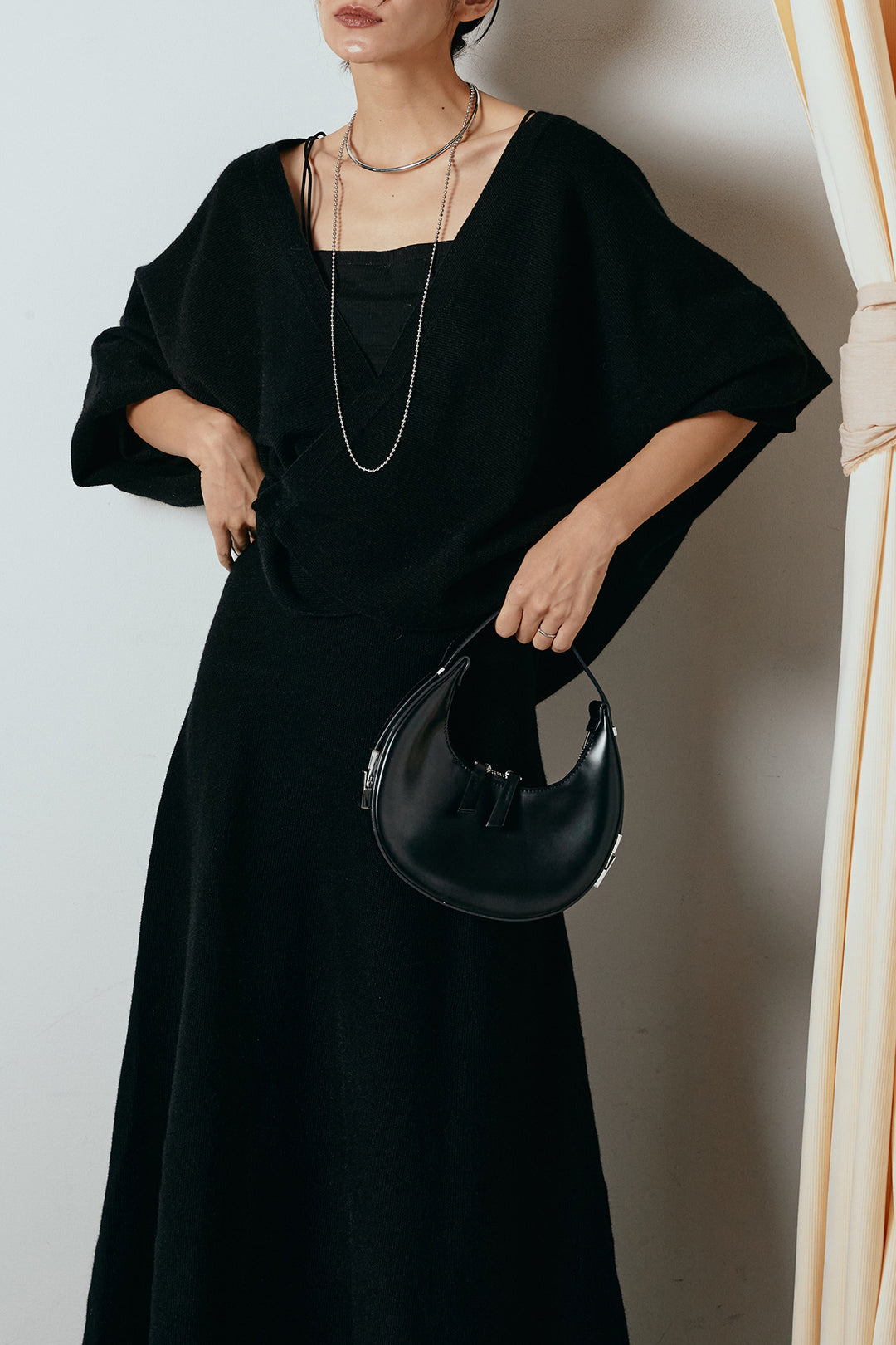 [SET]カシュクールニットカーディガン+ニットロングスカート(2set)