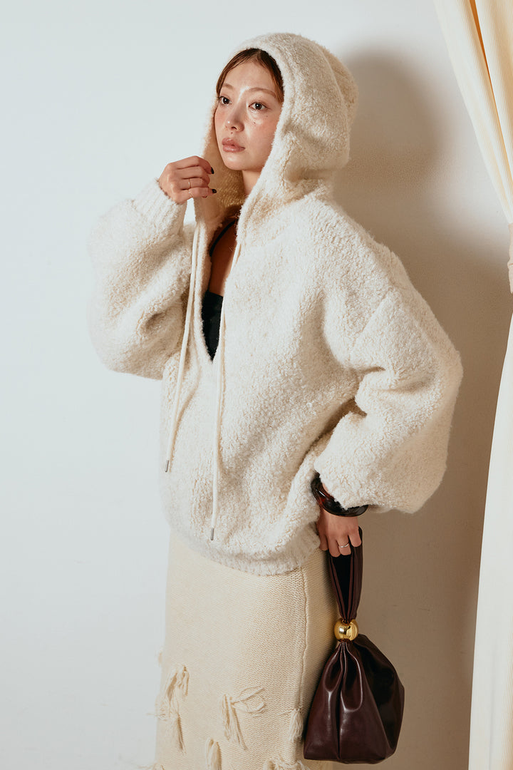 [SET]ブークレキーネックプルオーバー+ポイントフリンジニットナロースカート(2set)