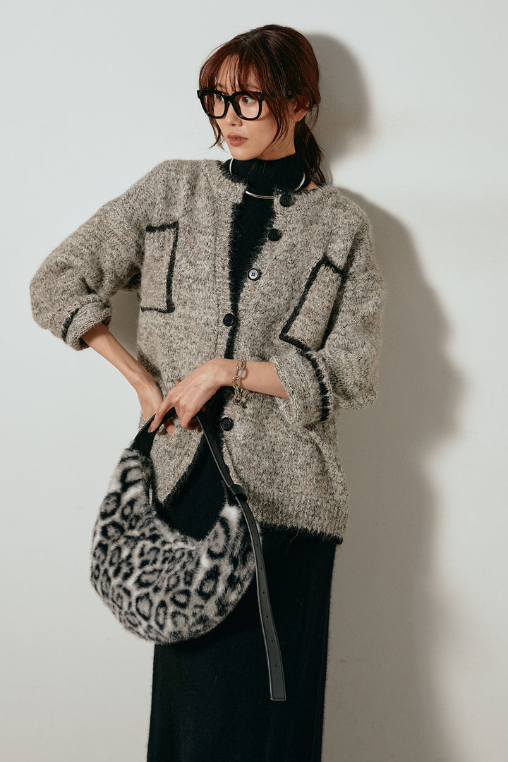 [SET]ミックスニットポケットカーディガン+ノースリーブニットロングワンピース(2set)