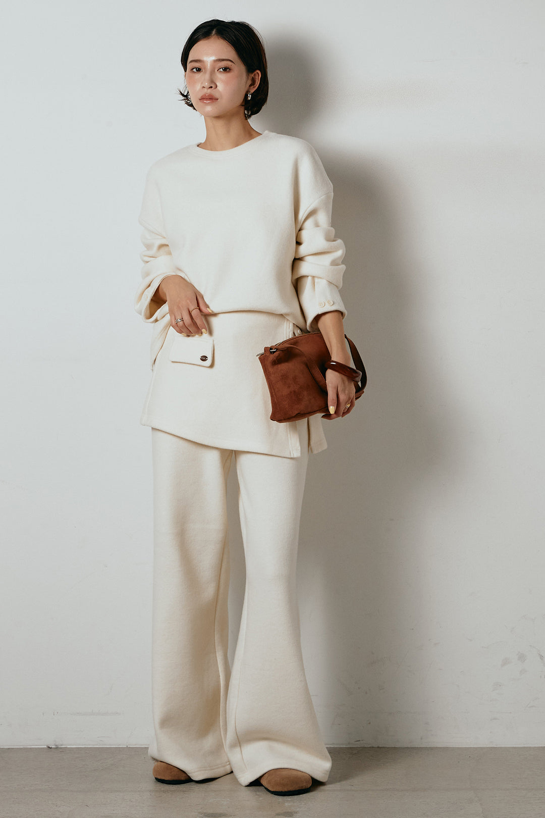 [SET]チェックマフラー付きニットSETUP