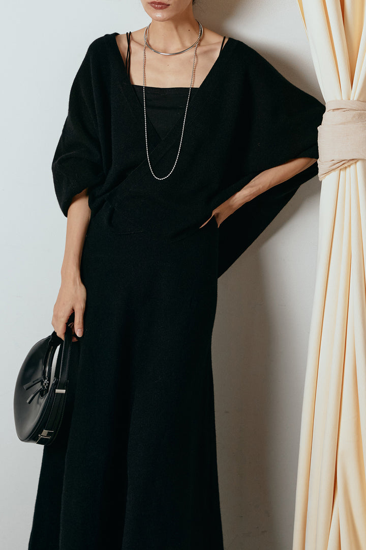 [SET]カシュクールニットカーディガン+ニットロングスカート(2set)