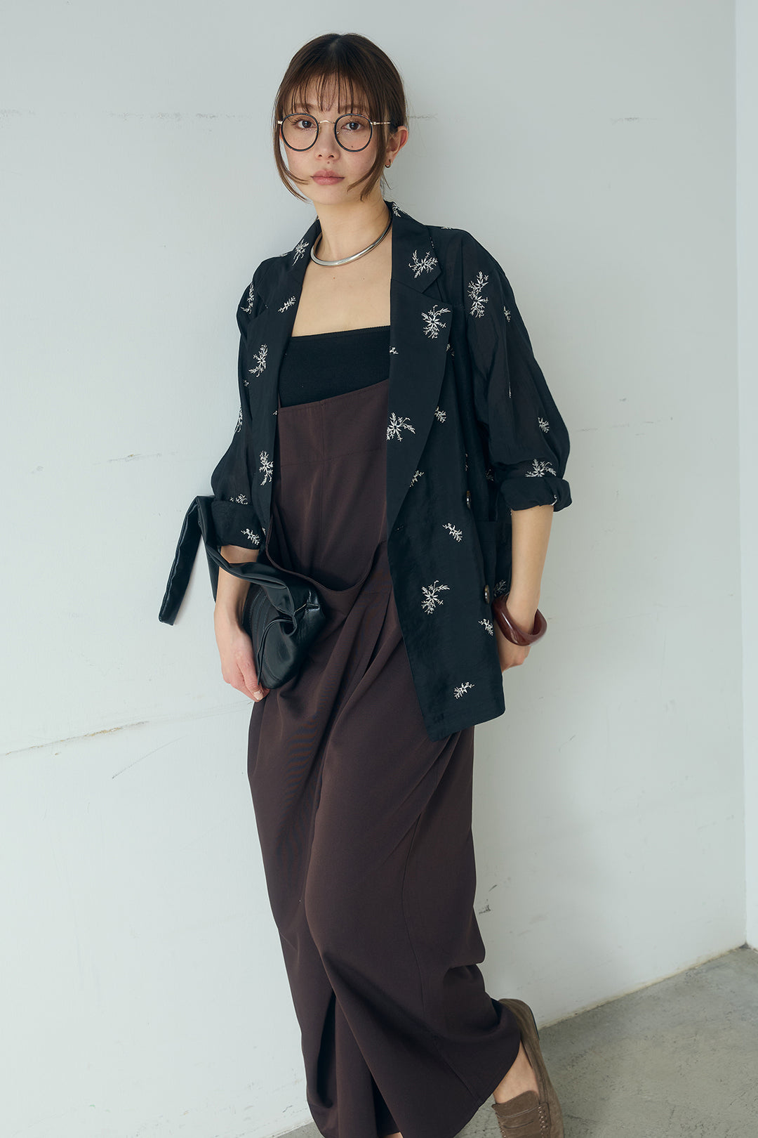 [SET]シアー刺繍ダブルジャケット+ラップオールインワン(2set)