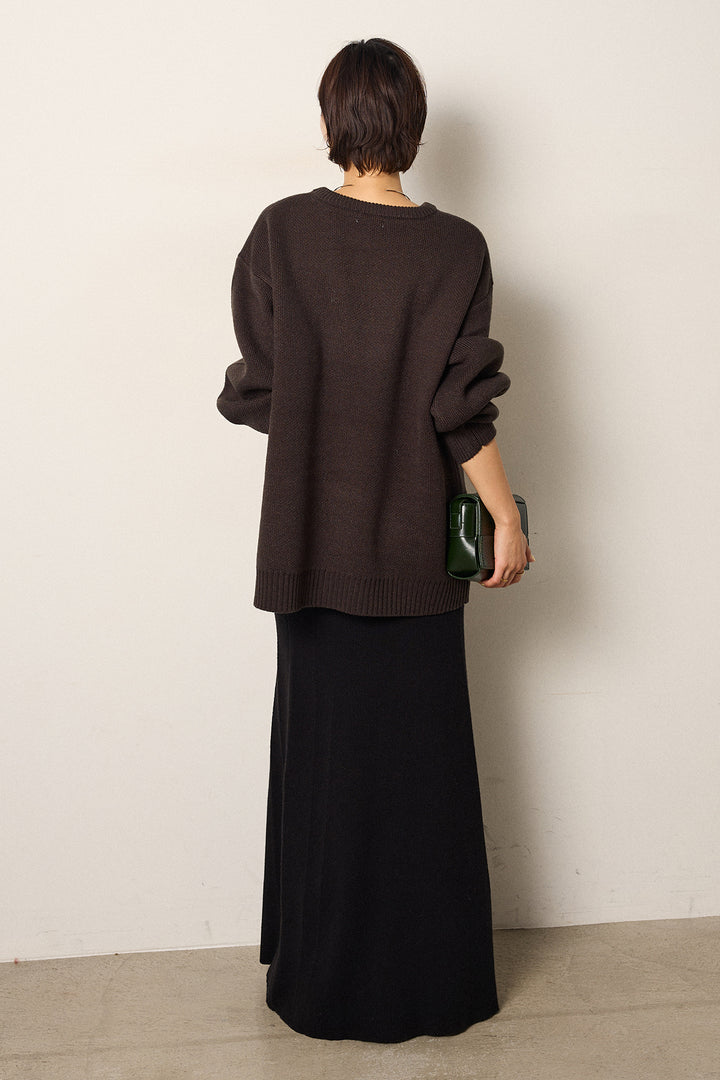 [SET]アニマルジャガード柄ニットトップス+リブナローニットスカート(2set)