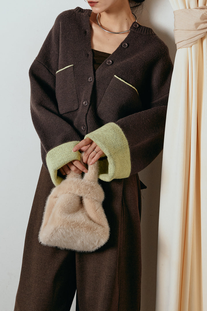 [SET]アルパカタッチダブルフェイスカーディガン+ポーチベルト付きカーブパンツ(2set)