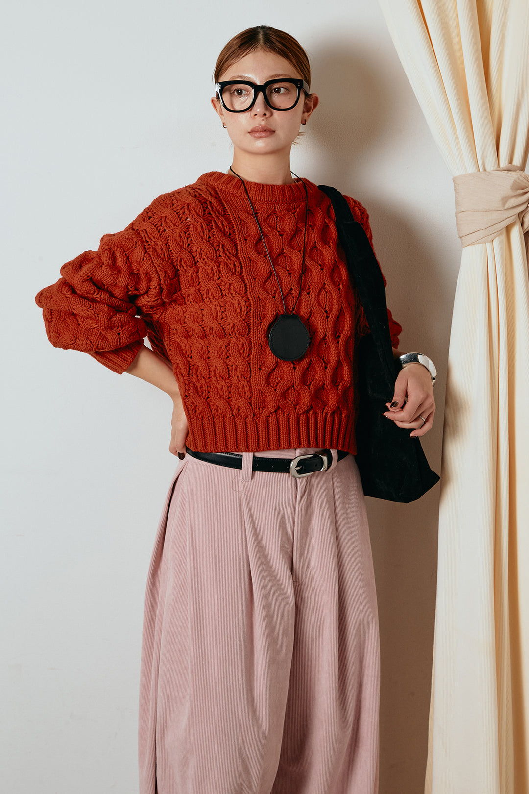 [SET]バルキーケーブルプルオーバー+コーデュロイサイドタックコクーンパンツ(2set)