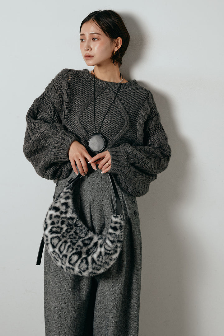 [SET]ロービングケーブルショート丈プルオーバー+サイドボタンツイードタックパンツ(2set)