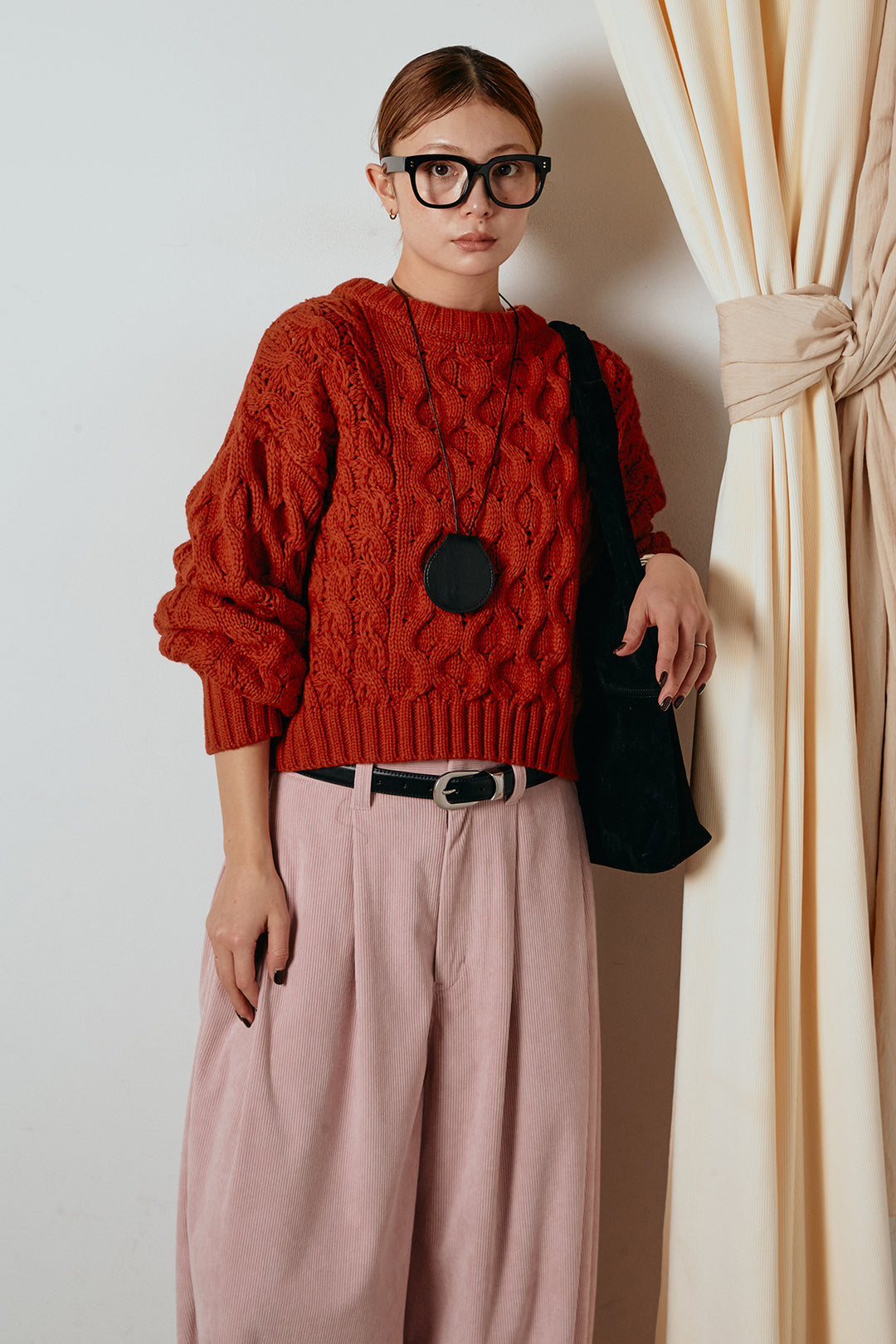 [SET]バルキーケーブルプルオーバー+コーデュロイサイドタックコクーンパンツ(2set)