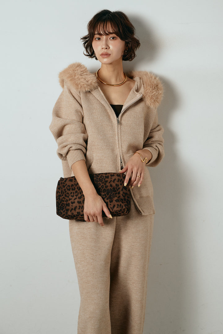 【着回しセット】[SET]ファー付きフーディーニットSETUP+ビッグカラーダブルジップニットSETUP(2set)