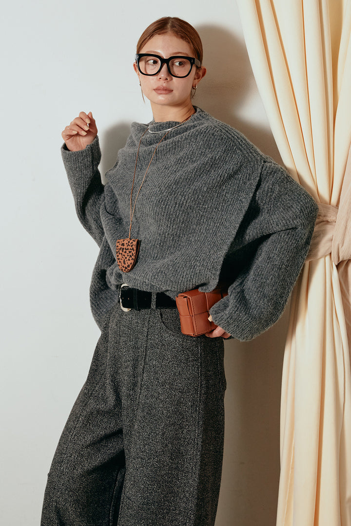 【着回しセット】[SET]ケープデザインリブニットトップス+ケープデザインリブニットトップス(2set)