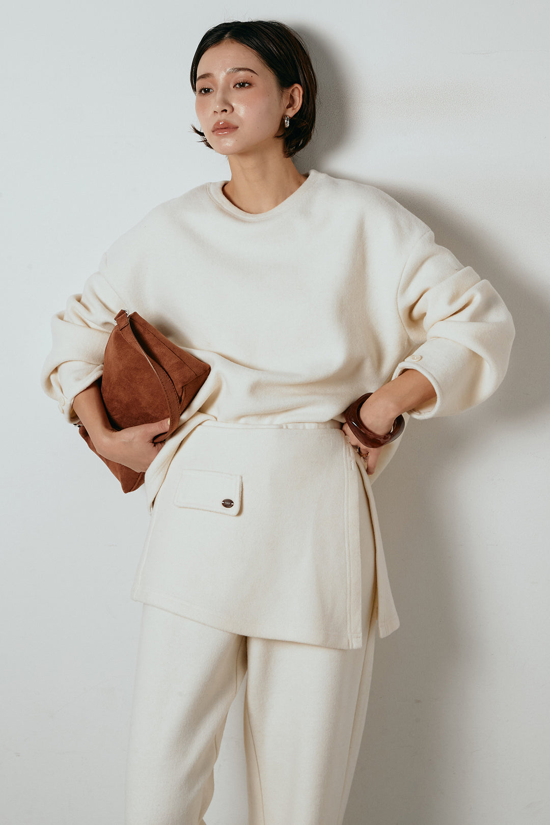 [SET]チェックマフラー付きニットSETUP